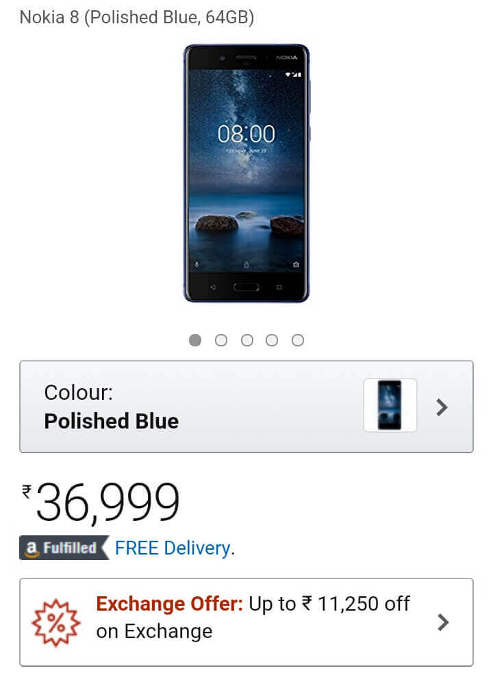 Nokia 8 Polished Blue, Nokia 8 Flipkart, Nokia 8 on Sale