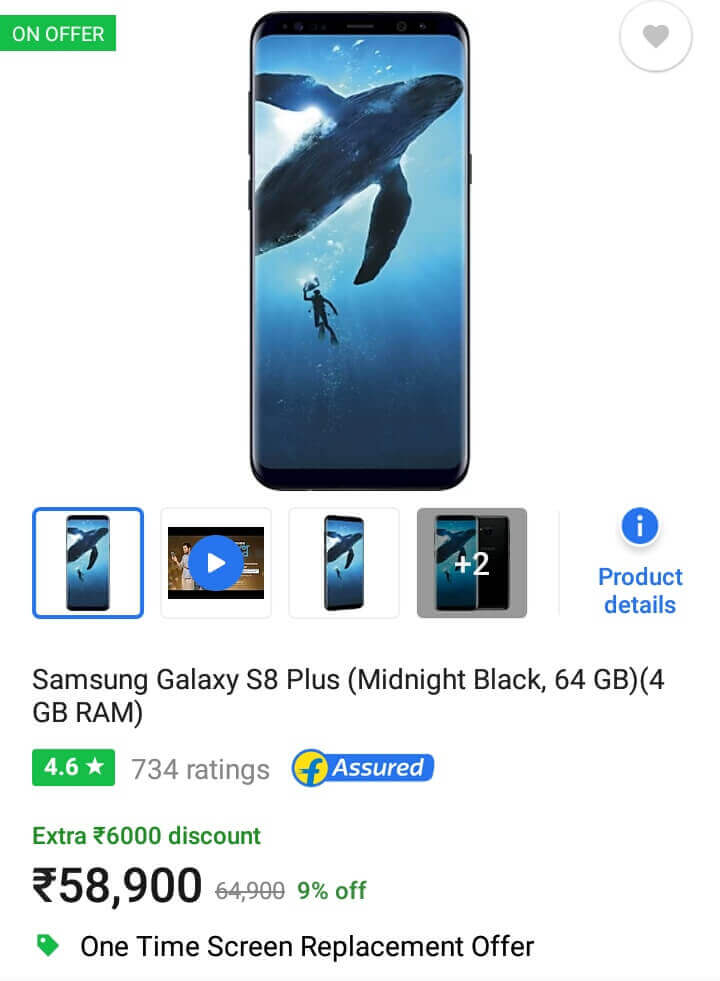Samsung Galaxy S8 Plus Black, Samsung Galaxy S8 Plus Black on sale, Samsung Galaxy S8 Plus flipkart